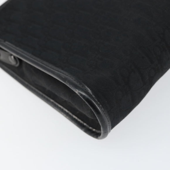 Christian Dior Trotter Canvas Shoulder Bag Black Gold Auth 149574