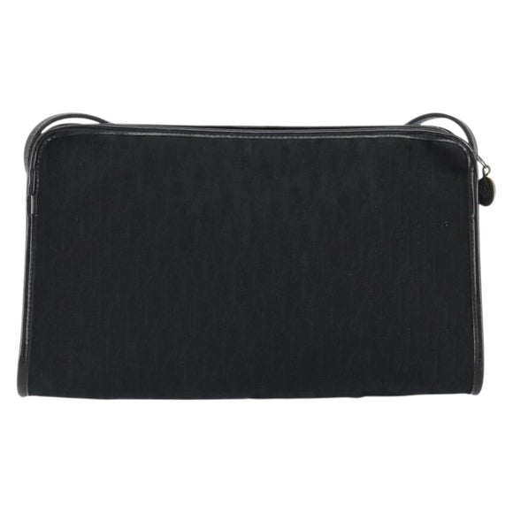 Christian Dior Trotter Canvas Shoulder Bag Black Gold Auth 149574