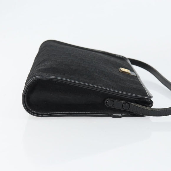 Christian Dior Trotter Canvas Shoulder Bag Black Gold Auth 149574