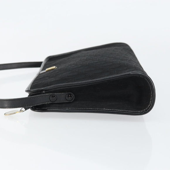 Christian Dior Trotter Canvas Shoulder Bag Black Gold Auth 149574