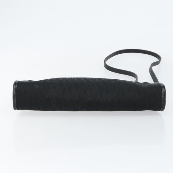 Christian Dior Trotter Canvas Shoulder Bag Black Gold Auth 149574