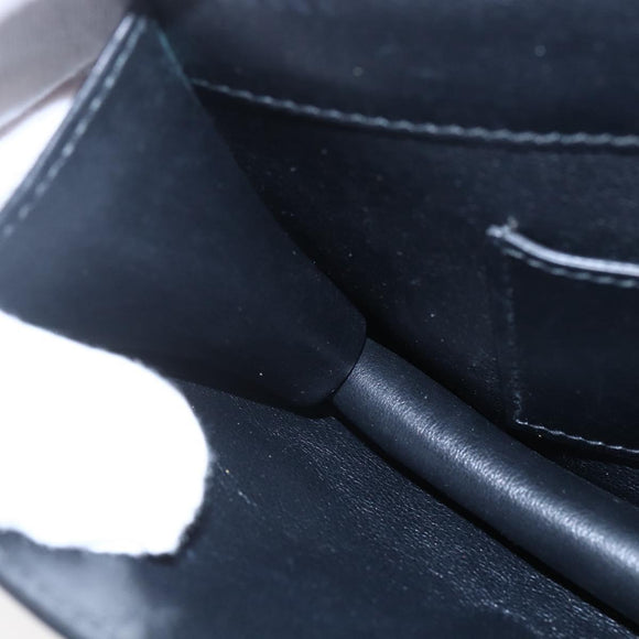 BVLGARI Chain Shoulder Bag Leather Black Gold Auth 149576