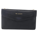 BVLGARI Chain Shoulder Bag Leather Black Gold Auth 149576-2