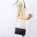 BVLGARI Chain Shoulder Bag Leather Black Gold Auth 149576-21