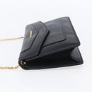 BVLGARI Chain Shoulder Bag Leather Black Gold Auth 149576-4