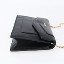 BVLGARI Chain Shoulder Bag Leather Black Gold Auth 149576-5