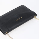 BVLGARI Chain Shoulder Bag Leather Black Gold Auth 149576-6