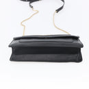 BVLGARI Chain Shoulder Bag Leather Black Gold Auth 149576-9