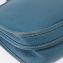 HERMES Evelyn 2 PM Shoulder Bag Leather Blue Silver Auth 149578-15