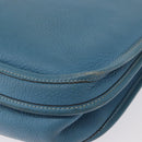 HERMES Evelyn 2 PM Shoulder Bag Leather Blue Silver Auth 149578-16