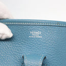 HERMES Evelyn 2 PM Shoulder Bag Leather Blue Silver Auth 149578-17