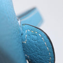 HERMES Evelyn 2 PM Shoulder Bag Leather Blue Silver Auth 149578-12