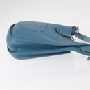 HERMES Evelyn 2 PM Shoulder Bag Leather Blue Silver Auth 149578-3