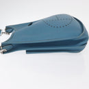 HERMES Evelyn 2 PM Shoulder Bag Leather Blue Silver Auth 149578-4