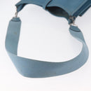 HERMES Evelyn 2 PM Shoulder Bag Leather Blue Silver Auth 149578-7