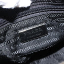 PRADA Hand Bag Nylon Leather Black Silver Auth 149582-18