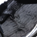 PRADA Hand Bag Nylon Leather Black Silver Auth 149582-11