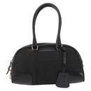 PRADA Hand Bag Nylon Leather Black Silver Auth 149582-13