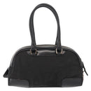 PRADA Hand Bag Nylon Leather Black Silver Auth 149582-2