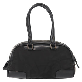 PRADA Hand Bag Nylon Leather Black Silver Auth 149582 - 0