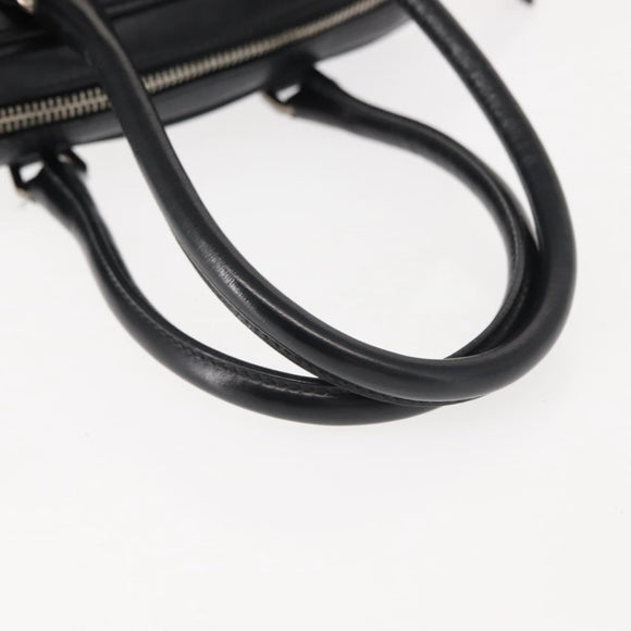 PRADA Hand Bag Nylon Leather Black Silver Auth 149582