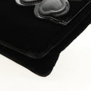 CHANEL Chain COCO Mark Camelia Shoulder Bag Velor Black Silver CC Auth 149585V-16