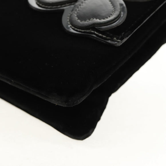 CHANEL Chain COCO Mark Camelia Shoulder Bag Velor Black Silver CC Auth 149585V