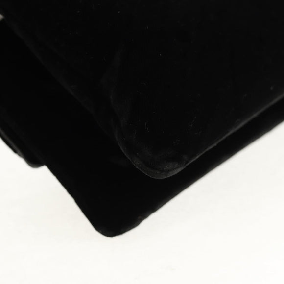 CHANEL Chain COCO Mark Camelia Shoulder Bag Velor Black Silver CC Auth 149585V