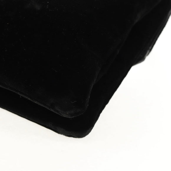 CHANEL Chain COCO Mark Camelia Shoulder Bag Velor Black Silver CC Auth 149585V