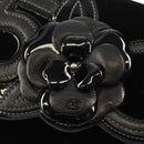 CHANEL Chain COCO Mark Camelia Shoulder Bag Velor Black Silver CC Auth 149585V-19