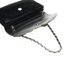 CHANEL Chain COCO Mark Camelia Shoulder Bag Velor Black Silver CC Auth 149585V-8