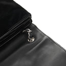 CHANEL Chain COCO Mark Camelia Shoulder Bag Velor Black Silver CC Auth 149585V-20
