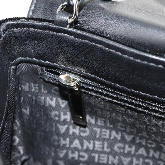 CHANEL Chain COCO Mark Camelia Shoulder Bag Velor Black Silver CC Auth 149585V