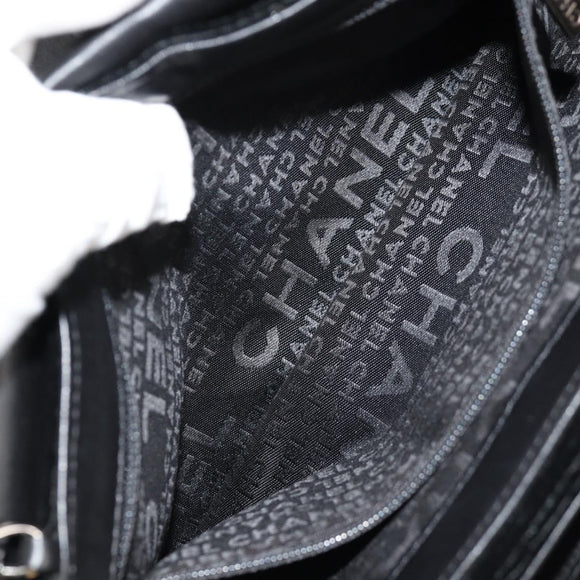 CHANEL Chain COCO Mark Camelia Shoulder Bag Velor Black Silver CC Auth 149585V