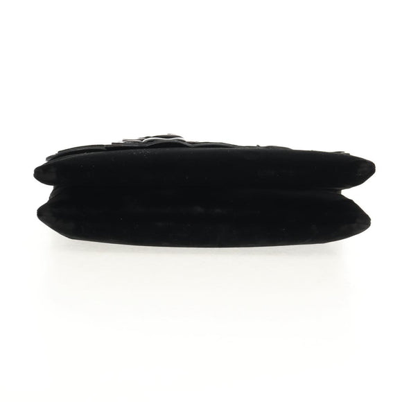 CHANEL Chain COCO Mark Camelia Shoulder Bag Velor Black Silver CC Auth 149585V