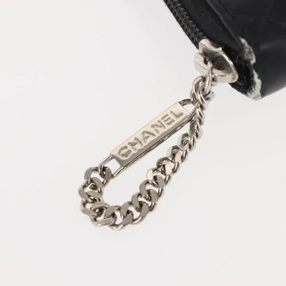 CHANEL Cambon Line Organizer Long Wallet Leather Black Silver CC Auth 149586