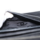 CHANEL Cambon Line Organizer Long Wallet Leather Black Silver CC Auth 149586-17