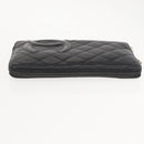 CHANEL Cambon Line Organizer Long Wallet Leather Black Silver CC Auth 149586-3