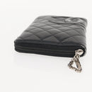 CHANEL Cambon Line Organizer Long Wallet Leather Black Silver CC Auth 149586-5