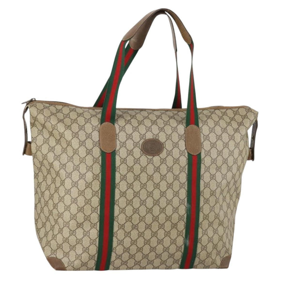 GUCCI GG Supreme Web Sherry Line Bag PVC Beige Red Green 89 19 012 Auth 149602