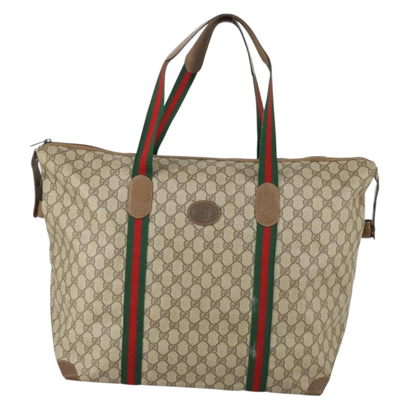 GUCCI GG Supreme Web Sherry Line Bag PVC Beige Red Green 89 19 012 Auth 149602