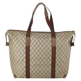 GUCCI GG Supreme Web Sherry Line Bag PVC Beige Red Green 89 19 012 Auth 149602 - 0