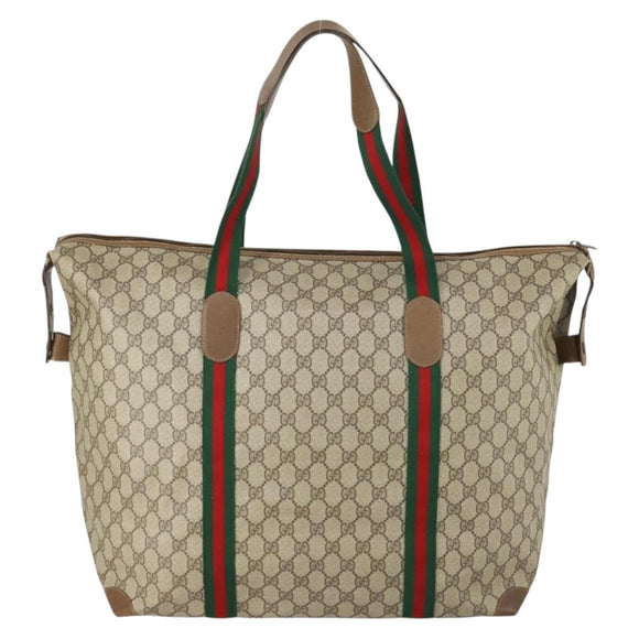 GUCCI GG Supreme Web Sherry Line Bag PVC Beige Red Green 89 19 012 Auth 149602