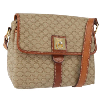 CELINE Macadam Canvas Shoulder Bag PVC Beige Gold Auth 149611