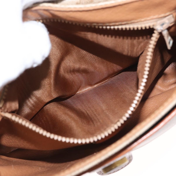 CELINE Macadam Canvas Shoulder Bag PVC Beige Gold Auth 149611