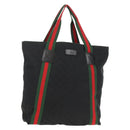 GUCCI GG Canvas Web Sherry Line Tote Bag Black 189669 Auth 149612V-1