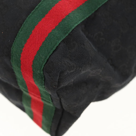 GUCCI GG Canvas Web Sherry Line Tote Bag Black 189669 Auth 149612V