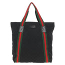 GUCCI GG Canvas Web Sherry Line Tote Bag Black 189669 Auth 149612V-13