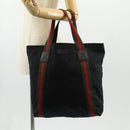 GUCCI GG Canvas Web Sherry Line Tote Bag Black 189669 Auth 149612V-22