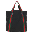 GUCCI GG Canvas Web Sherry Line Tote Bag Black 189669 Auth 149612V-2